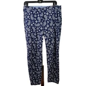 Talbots Blue White Paisley Weekend Chino Pants Size 8
